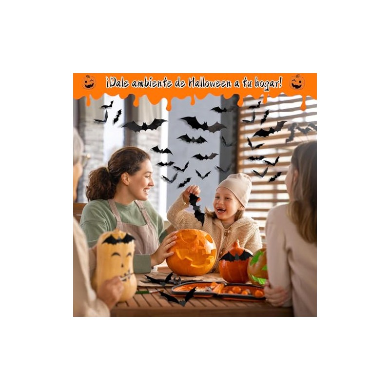 LAWAN Decoración de Halloween,24 Piezas Murciélago Halloween 3D,Murciélago Halloween Decoración