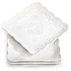 Tebery Set of 4 Square Embossed Ceramic Plate, 10 Inch