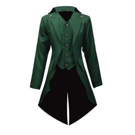 Crubelon Men‘s Steampunk Vintage Jacket Gothic Victorian Frock Coat Uniform (Grenn, Large)