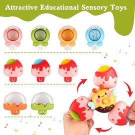 Suction Cup Spinner Toys for Babies 12-18 Months Baby Bath Toys for Toddlers 1-3 Baby Rotating Toys Sensory Toys Detachable Birthday Gifts for 1-3 Year Old Boys Girls
