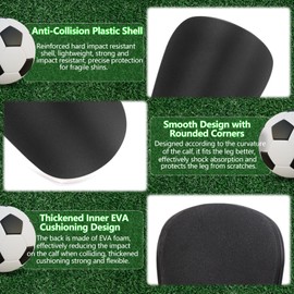 Rigidstone 4 Pieces/2 Pairs Mini Football Shin Guards 10 x 6 cm Shin Pads Children Football Football Shin Guards for Adults & Children, Football (Black + White)