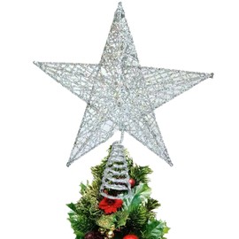 Christmas Tree Topper Star Decoration, Christmas Tree Topper, 10 Inch Christmas Tree Topper Star Tree Decoration, Metal Christmas Tree Star for Christmas Tree Topper, Party (Silver)
