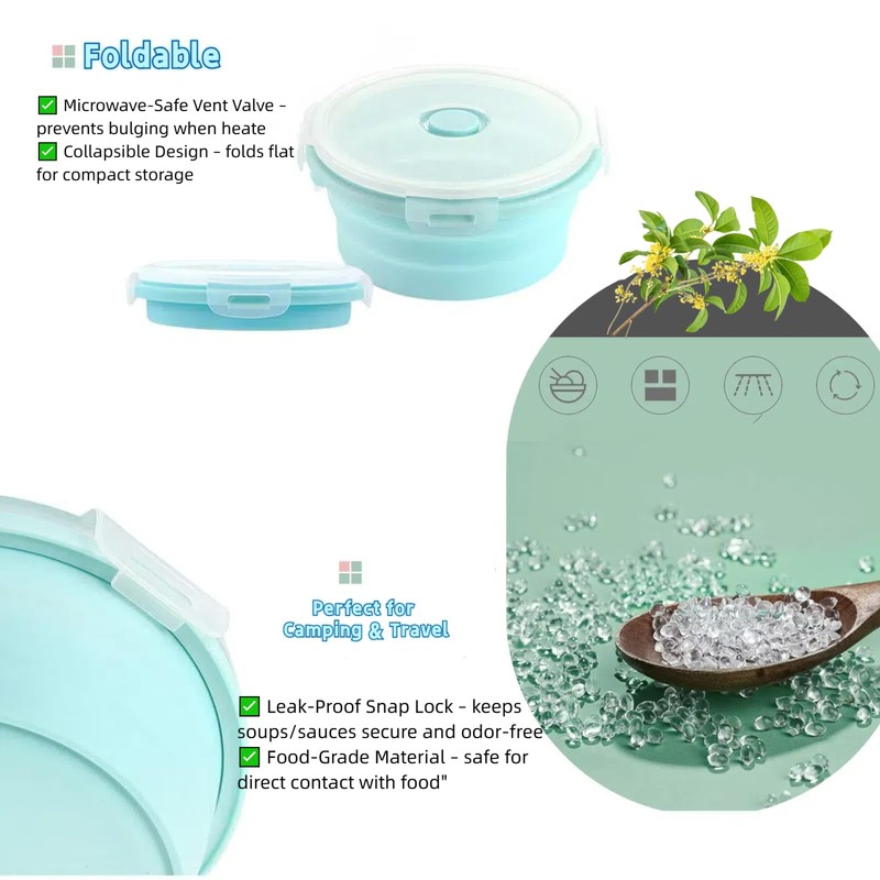 Ristpal 4pack Collapsible Silicone Food Storage Container Set，Multi-Use