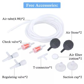 HITOP Dual Outlet Aquarium Electric Air Pump Whisper Adjustable Fish Tank Aerat