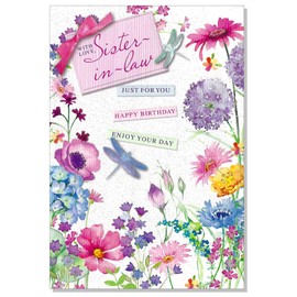 Sister-in-Law Birthday Card - Flowers - 7.5" x 5.25" 10002