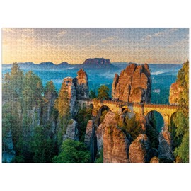 MyPuzzle Sunrise at The Bastei in Saxon Switzerland, Saxony, Germany - Premium 1000 Piece Jigsaw Puzzle for Adults