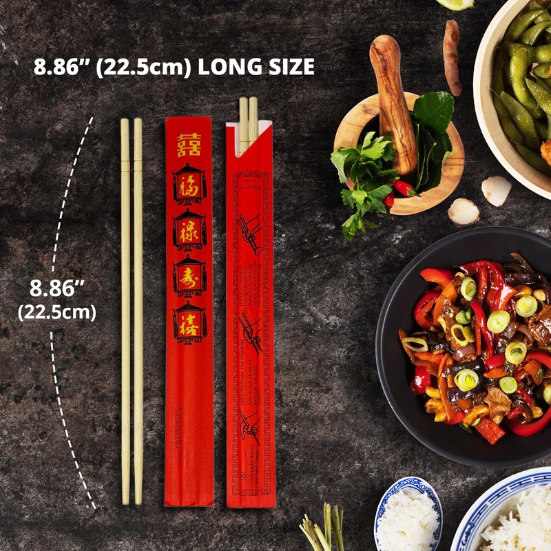 Klex Premium Disposable Bamboo Round Chopsticks 9 Inches - Individually