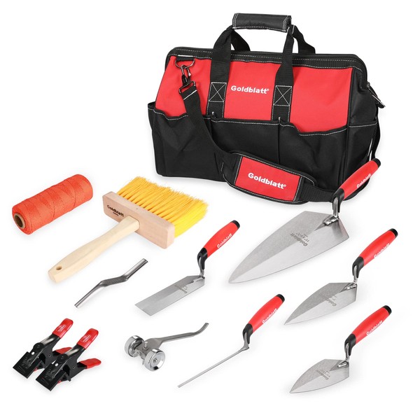 Goldblatt 12PC Masonry Hand Tool Set Organized in Tool Bag