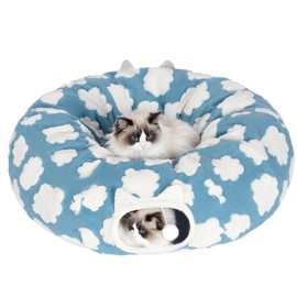 Pesen Cat Tunnel Bed with Soft Cushion, Cat Toys for Indoor Cats Enhance Bonding Between Pets and Owners, Encourage Exploration, and Satisfy Natural Instincts for Kittens, Dogs, and Rabbits