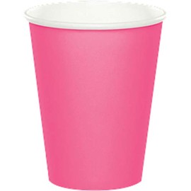Club Pack of 192 Candy Pink Disposable Paper Hot and Cold Party Tumbler Cups 9 oz.
