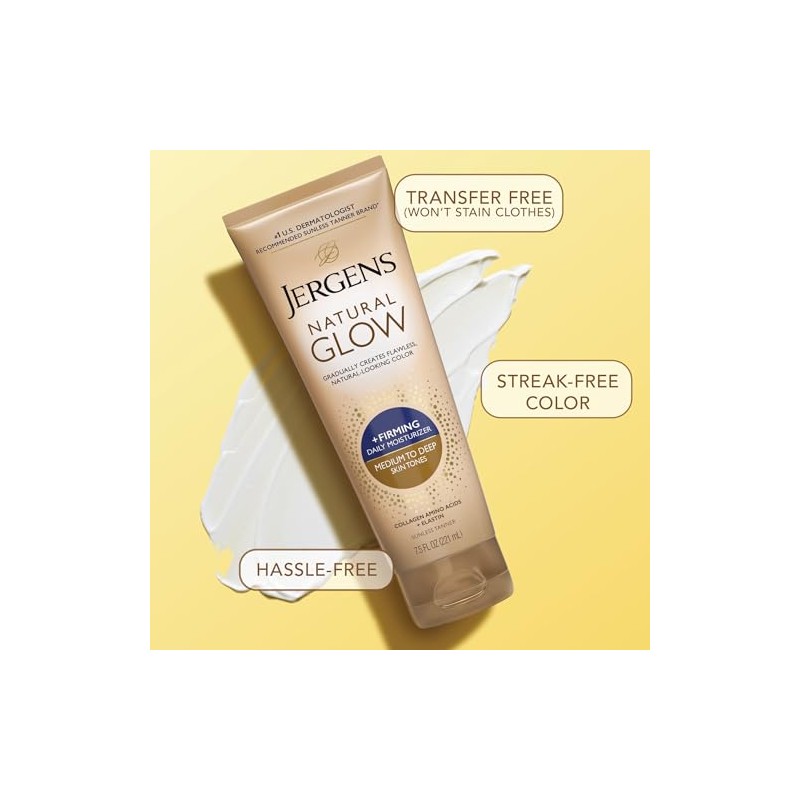 Jergens Natural Glow +FIRMING Self Tanner Body Lotion, Medium to