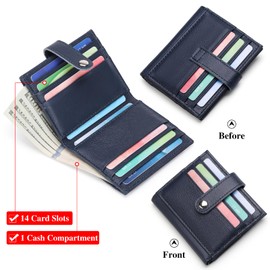 FALAN MULE Slim Wallet with RFID Protection - Mini Wallet Men's Card Holder Credit Card Holder - 12 Card Slots Wallet Small, Deep blue, Casual