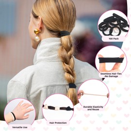100 Pack Hair Ties No Damage, Seamless Hair Ties Elastics Hair Accessories for Women Girls (Black)