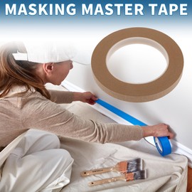 A ABSOPRO Painters Tape Easy Removal 0.15cm/0.3cm/0.6cm/1.2cm/1.9cm x 48m Masking Master Tape Brown