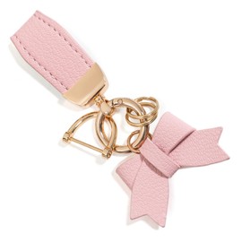 LARENNT PU Leather Keyring with Bow - Key Ring Car Keychain Organiser Bag Charms Keychain - Cute Bag Pendant Women for Purses, Backpacks, Handbags, D - Pink