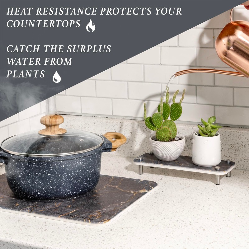 Stone Dish Drying Mat, 2 Piece Set, Water-Absorbent. Stone Drying