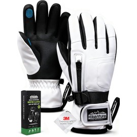 Hikenture Guantes de esquí para hombre y mujer, guantes de snowboard impermeables 3M Thinsulate, guantes aislantes táctiles para motos de nieve en climas fríos, guantes de esquí cálidos y resistentes