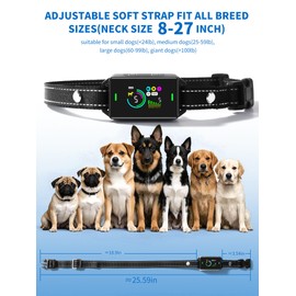 Dog Bark Collar, Smart Bark Collar with 5 Adjustable Sensitivity, Anti-Barking Training Collar for Dogs, Rechargeable Shock Collar for Large Medium Small Dogs
