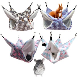 Cryptolux 4Pcs Rat Guinea Pig Hanging Hammock Ferret Hanging Bed Pet Cage Hammock Accessories for Small Animals Chinchilla Parrot Sugar Glider Ferret