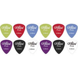 Alice 12 Assorted Matte Colour Abs Guitar Picks (0.58mm) Various