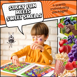 HORIECHALY Smelly Stickers Scratch and Sniff for Kids, 9 Scents 36 Sheets, Rubbing to Enhance Fragrance, Fruit and Food Scented Classroom Sticker for Teacher, Students, Waterbottle Computer Decoration