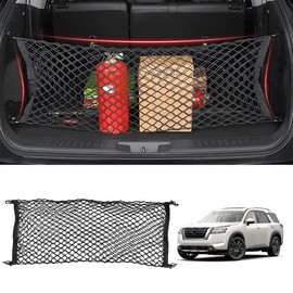 Karltys Envelope Style Cargo Net for Nissan Pathfinder 2022-2024 2025 2026, Highly Elastic Pathfinder Rear Trunk Cargo Net, Heavy Duty Nylon Mesh Storage Netting Organizer with Durable Hooks