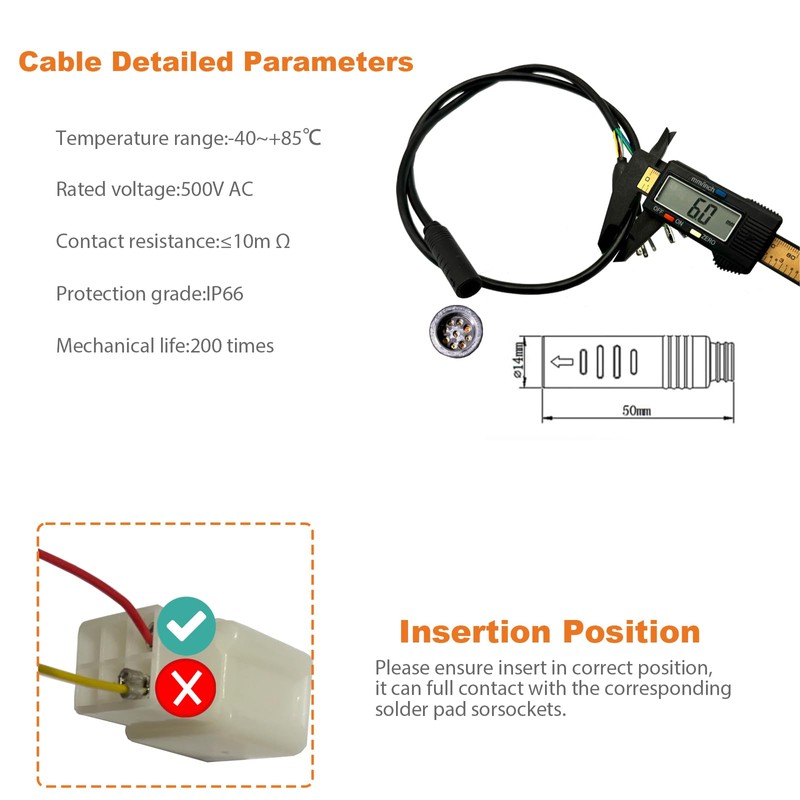 Hub Motor Convert Extension Cable 9 Pin, Waterproof Extension Cable,250W-750W