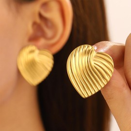 Chunky Gold Earrings for Women Trendy Heaven Mayhem Earrings Gold Geometric Statement Stud Earrings Minimalist Jewelry Gift for Girls (B)