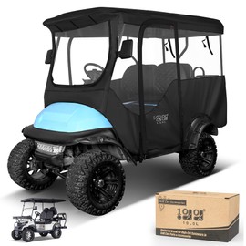 10L0L Golf Cart Enclosure 600D for 4 Passenger Club Car Precedent, 94.5'' Extended Roof with Security Side Mirror Openings, Waterproof Portable Transparent Golf Cart Cover Storage Driving Enclosure