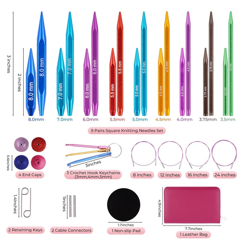 Hobekoee Short Interchangeable Knitting Needles Set