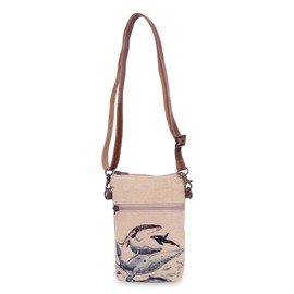 COTT N CURLS Oceans Life Cell Phone Purse - 8" x 5.5" Cell Phone Crossbody Bag, Handcrafted Crossbody Phone Bags in Cotton Canvas and Adjustable Leather Straps, Durable Cross Body Phone Purse