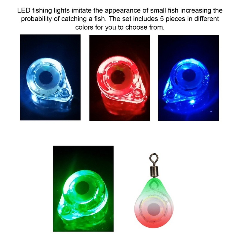 5PCS Lure Light Deep Drop Fishing Lights Strobe Eye Shape