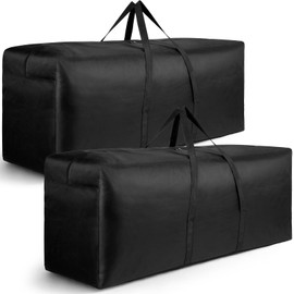 2 Pack Heavy Duty 600D Oxford Fabric Waterproof Garden Furniture Cushion Storage Bag Anti-UV Christmas Tree Storage Bag Garden Cushion Cover with Zipper and Handles (748L)