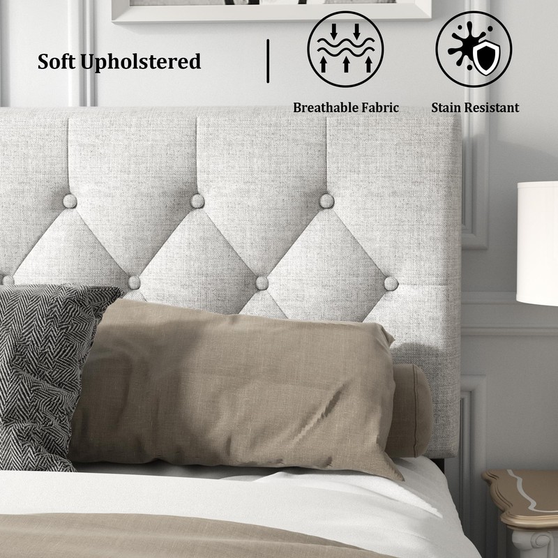 HAOARA Queen Size Platform Bed Frame with Upholstered Button Tufted