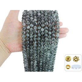 Pamir Tong 500PCS 10mm Black Glass Beads for Jewelry Making,Round Smooth Beads, Bracelet Space Loose Beads for Jewelry Making Earring, Necklaces, DIY Crafts & Gifts #362