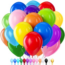 LUKIUP Pack of 100 Colourful Balloons, Colourful Balloons, 12 Inch Rainbow Balloons, Colourful Party Decoration, Suitable for Birthdays, Wedding, Valentine's Day, Graduation, Communion Theme Party