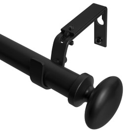 Meriville 1-Inch Diameter Prima Single Window Treatment Curtain Rod, 84-Inch to 120-Inch, Black