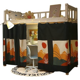 Students Dormitory Bunk Bed Curtains Privacy Bed Tent Curtain Shading Nets Dustproof Cloth Bed Canopy with Hanging Rings and Rope