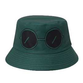 Mashiaoyi Unisex Print Double-Side-Wear Reversible Bucket Hat Sunglasses Green