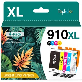 Topkolor 910XL Ink Cartridges Replacement for HP 910 Ink Cartridges Combo Pack HP 910XL Compatible with HP OfficeJet Pro 8025 8020 8028 8035 8030 8015 8010 8018 8022 Printer,4 Packs