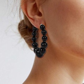 Pearl Hoop Earrings for Women Girls Large Red Black White Faux Pearl Earrings Wedding Christmas Jewelry Gifts