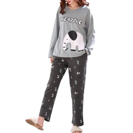 Vopmocld Big Girls Long Sleeve Pajama Sets Cute Elephant Cartoon Sleepwear 2 Piece PJS, Elephant, 14