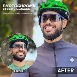 KAPVOE Photochromic Cycling Glasses MTB Clear Mountain Bike Sunglasses Transition Goggles Sports Baseball Running