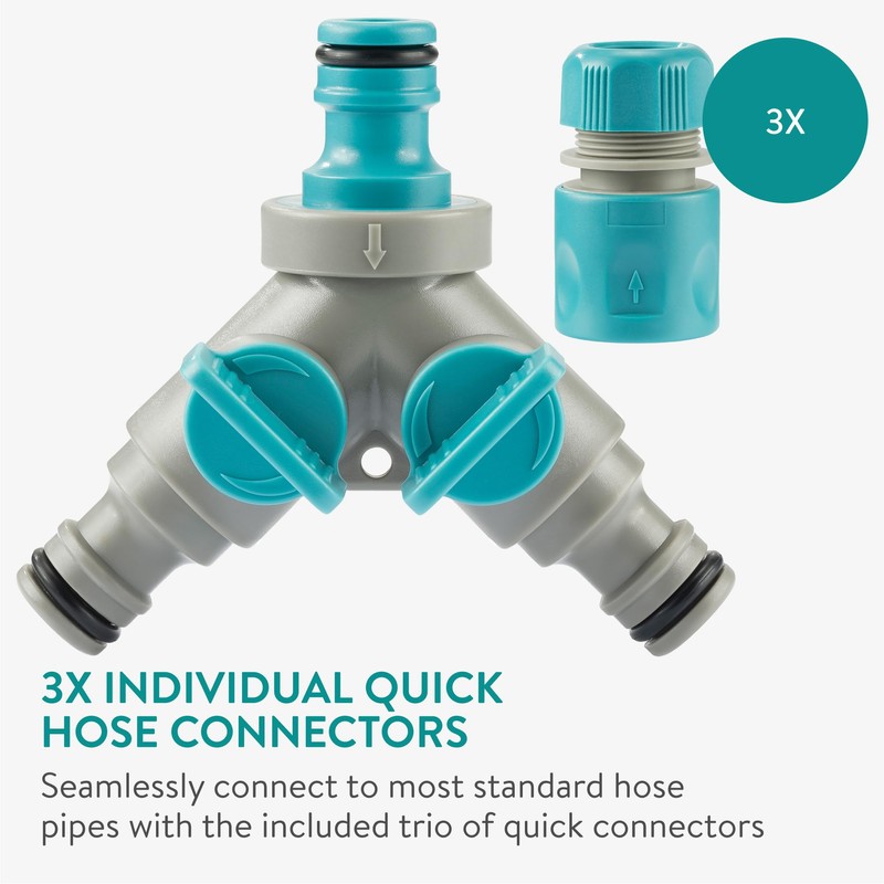 Navaris 2-Way Splitter with Shut-Off Valve - with 3 Additional