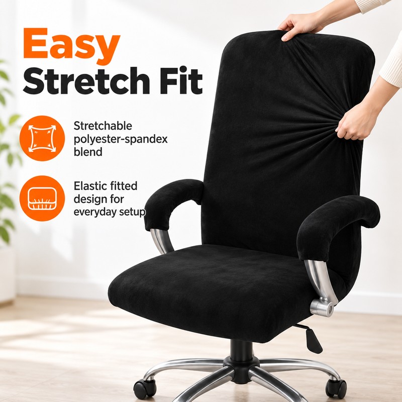 Velvet Stretch Office Chair Cover Set for Chair Protection –