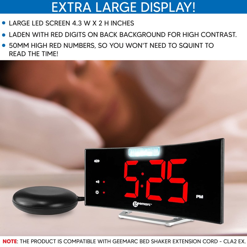 Geemarc Wake n’ Shake Curve Extra Loud Alarm Clocks for