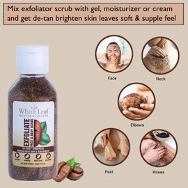 White Leaf Exfoliate Walnut Scrub 75g(Pack Of 4) For Face & Body With Coffee & Coconut For Dead Skin Cells & Tan Removal, Blackheads, Dirt & Pollution Free Skin