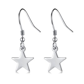 CERSLIMO Silver Drop Earrings for Girls Women - Star Dangle Earrings, Sterling Silver Dangly Earrings | Hypoallergenic Earring Jewellery Birthday Chritsmas Gifts