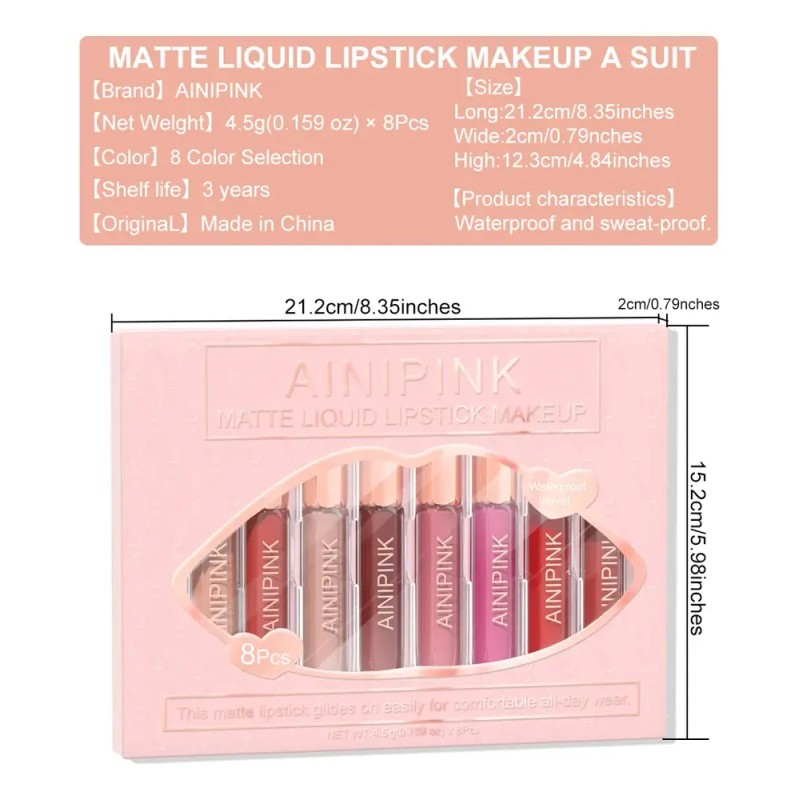 [hzp] Set De 8 Brillos Labiales Antiadherentes .