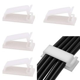 GEJ-Tech Cable Clips, Wire Organizer, Cable Holder, Double Sided Tape, Black, White, Wire Stop, Set of 25 (L, White)